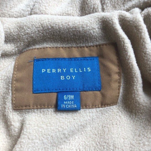 PERRY ELLIS Boy Brown‎ Tan Fleece Lined Quilted One Piece Baby Bunting Snowsuit - Picture 3 of 11